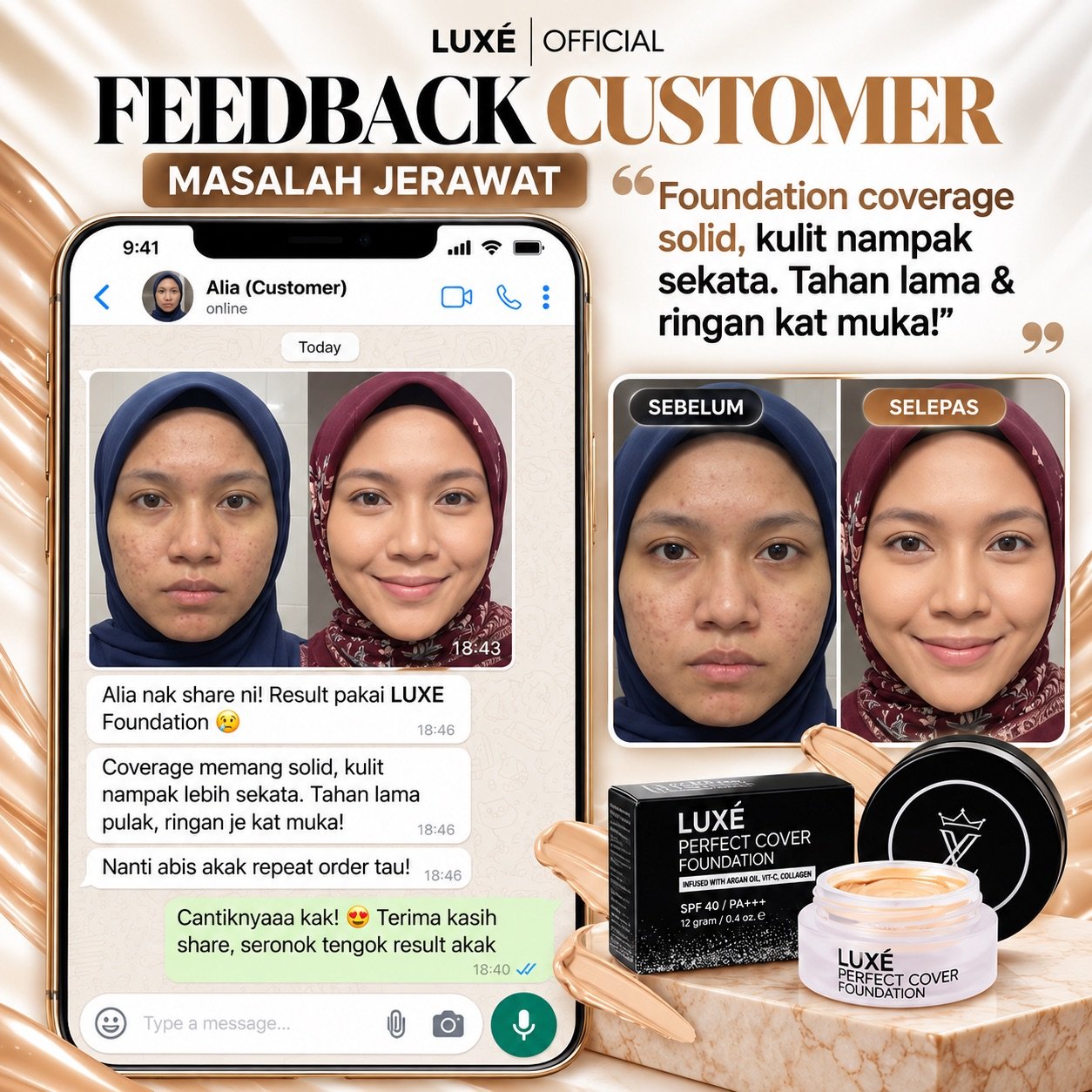 Feedback pelanggan Luxe Perfect Cover